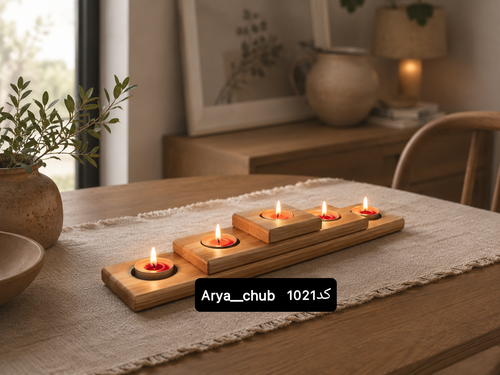 جا شمعی چوبی پله ای مدل 1021